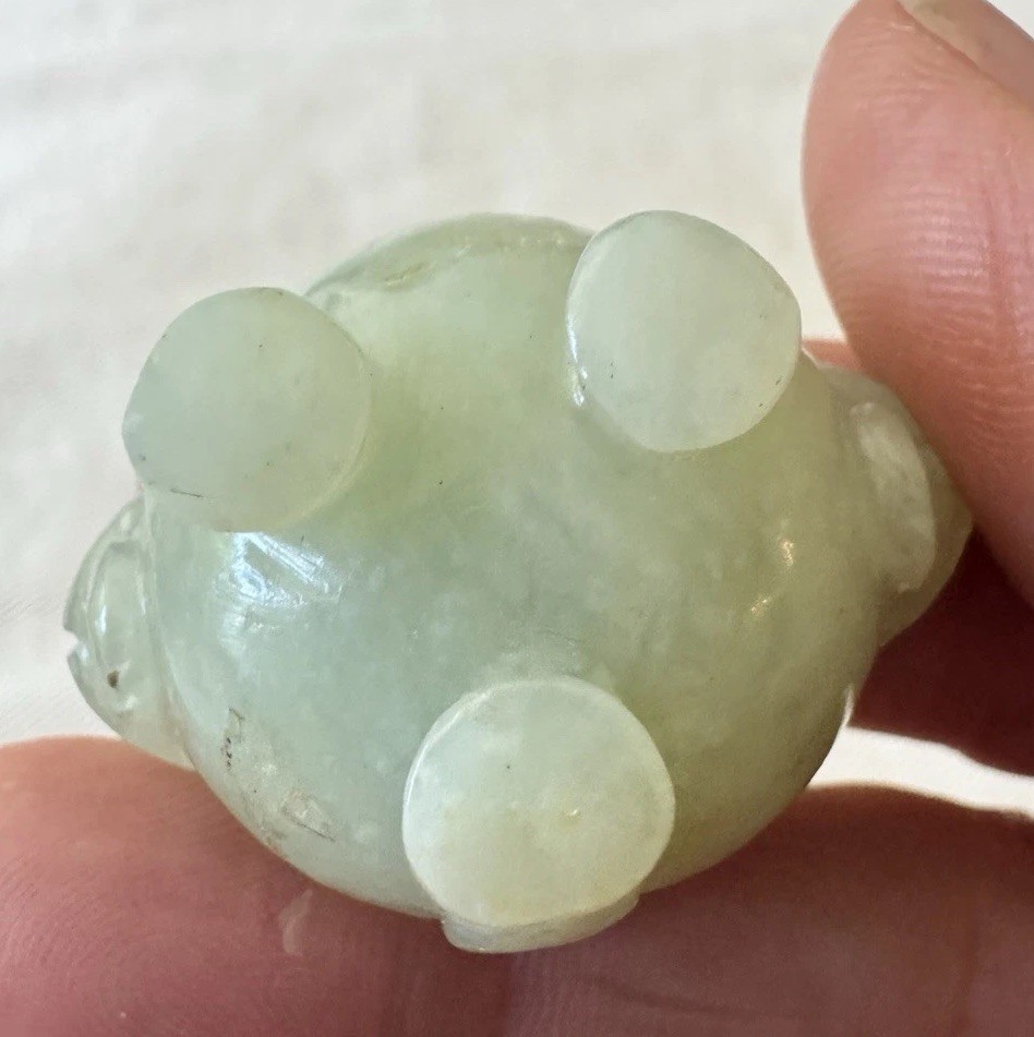 2 Vintage Rare Chinese Carved Jade – Miniature Foo Dog Incense Burners