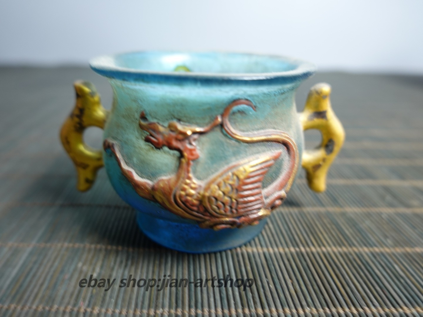 3.1″ Collect China Coloured Glaze Painted Animal Beast Incense Burner Censer