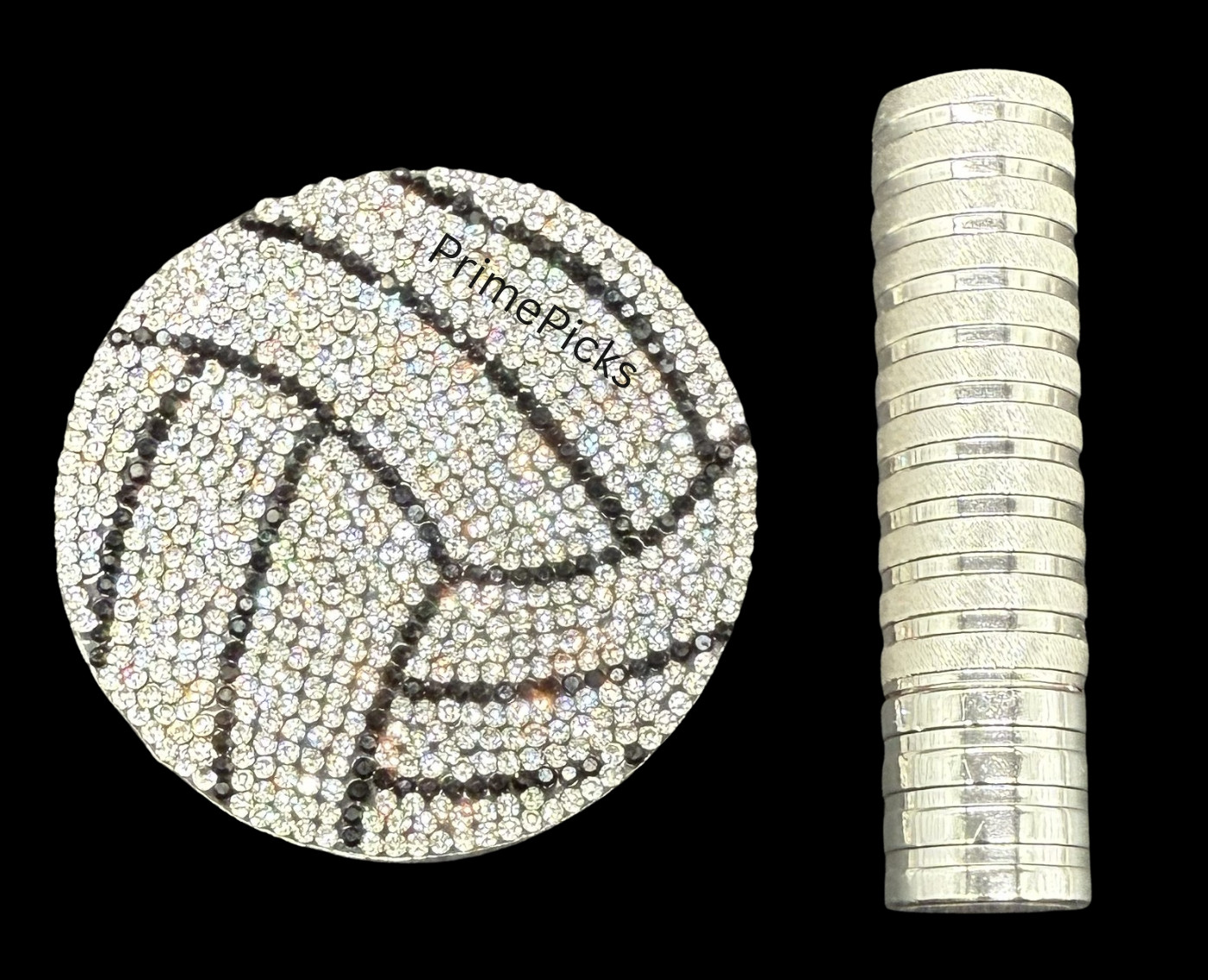 🏐 Volleyball Rhinestone Iron-On Patch 2.5 inch 🩶 Crystal DIY Bling Applique