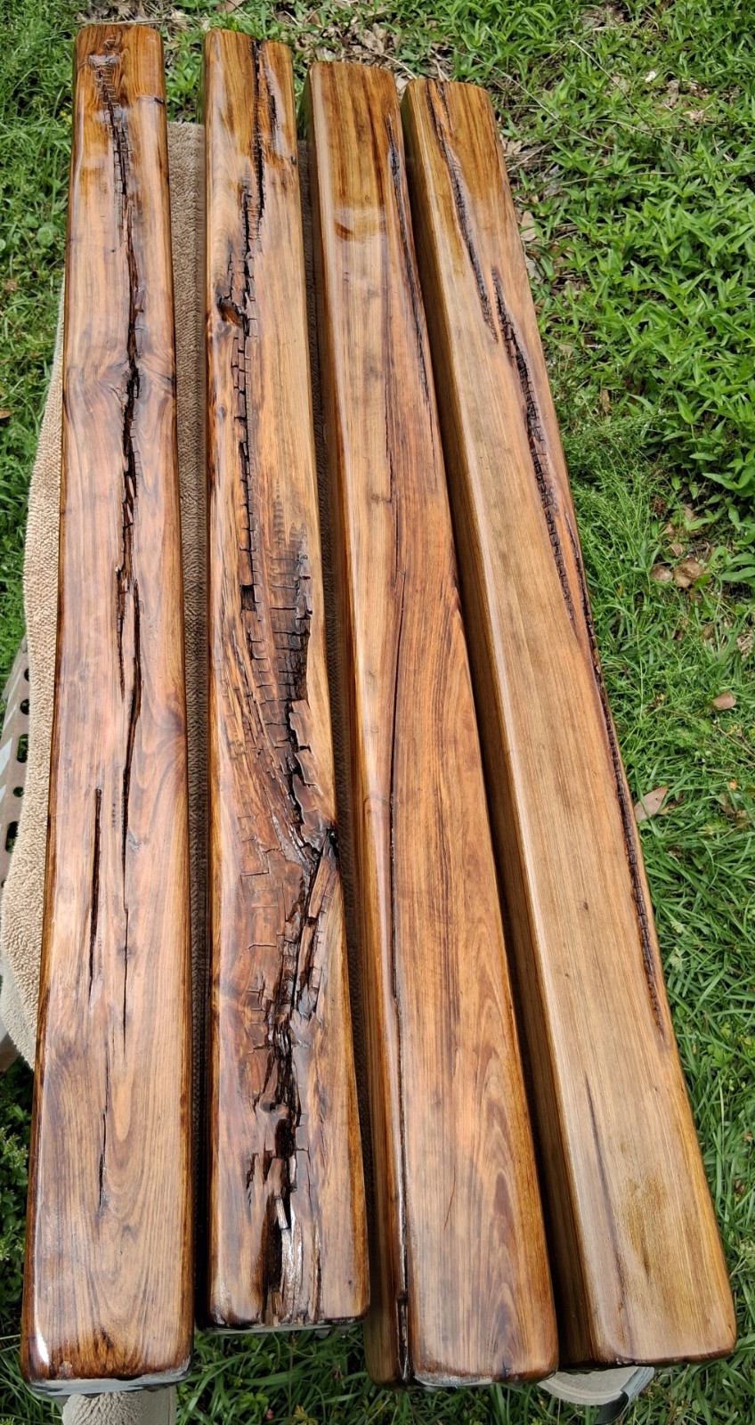 4 pc Finished Desk Table Legs 3″X3″X36″ Authentic Old Growth Sinker Cypress Wood