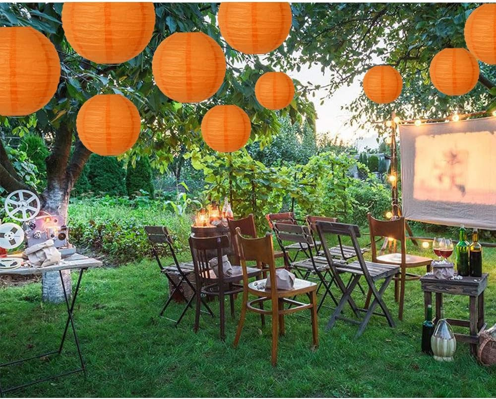 Orange round Paper Lanterns Decorative Hanging Asia Chinese Japanese Paper Lante