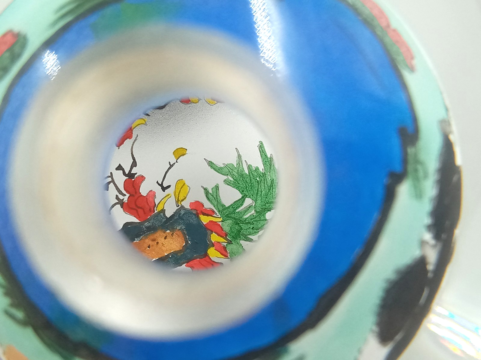 Vintage Reverse Chinese Glass Ball Pandas Paperweight Hand Painted With Stand