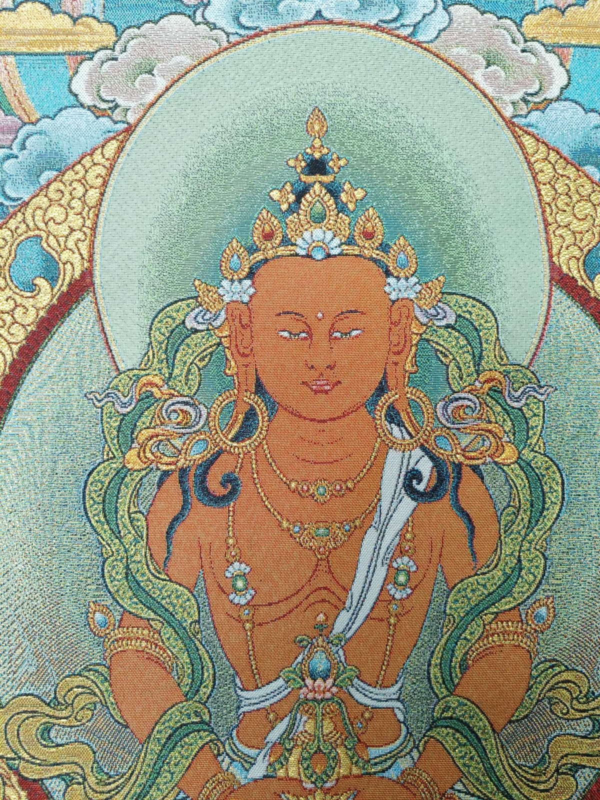 36″ Tibet Tibetan Cloth Silk Amitabha Amitayus Longevity Buddha Tangka Thangka10