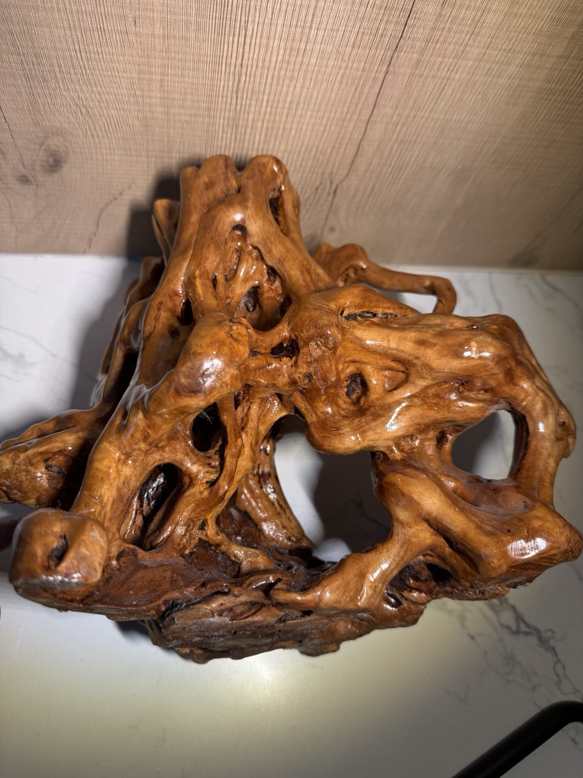 Vintage Chinese Carved Tree Root Stand Bonsai Gongshi Scholar Stone Base 9×8″
