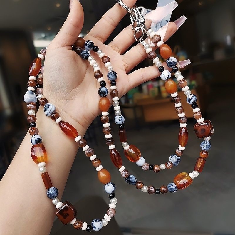 Retro Beaded Phone Chain Long Hanging Strap Universal Phone Accessory