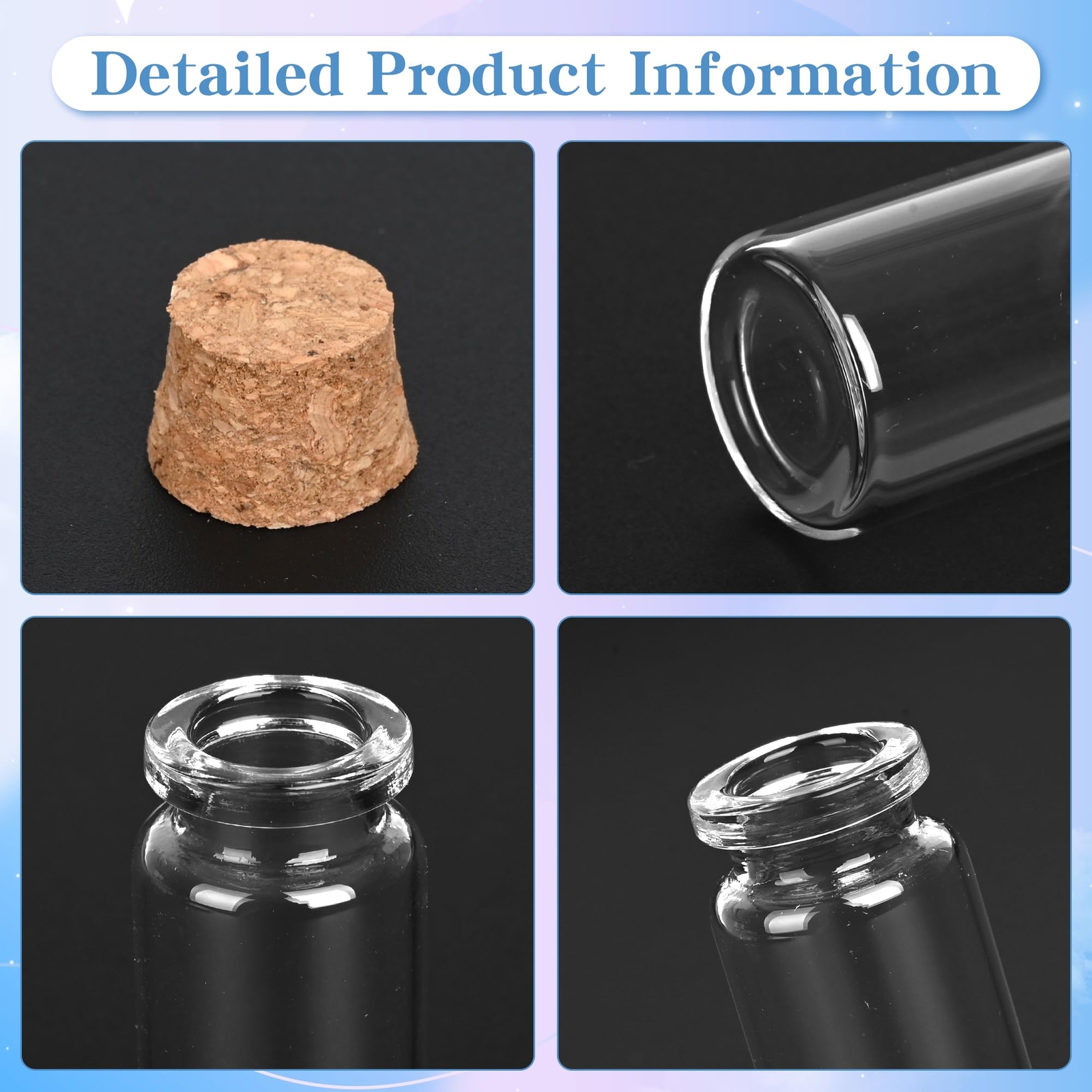 24 Pack Glass Bottles with Cork Stopper，Mini Glass bottle with cork，Small DIY