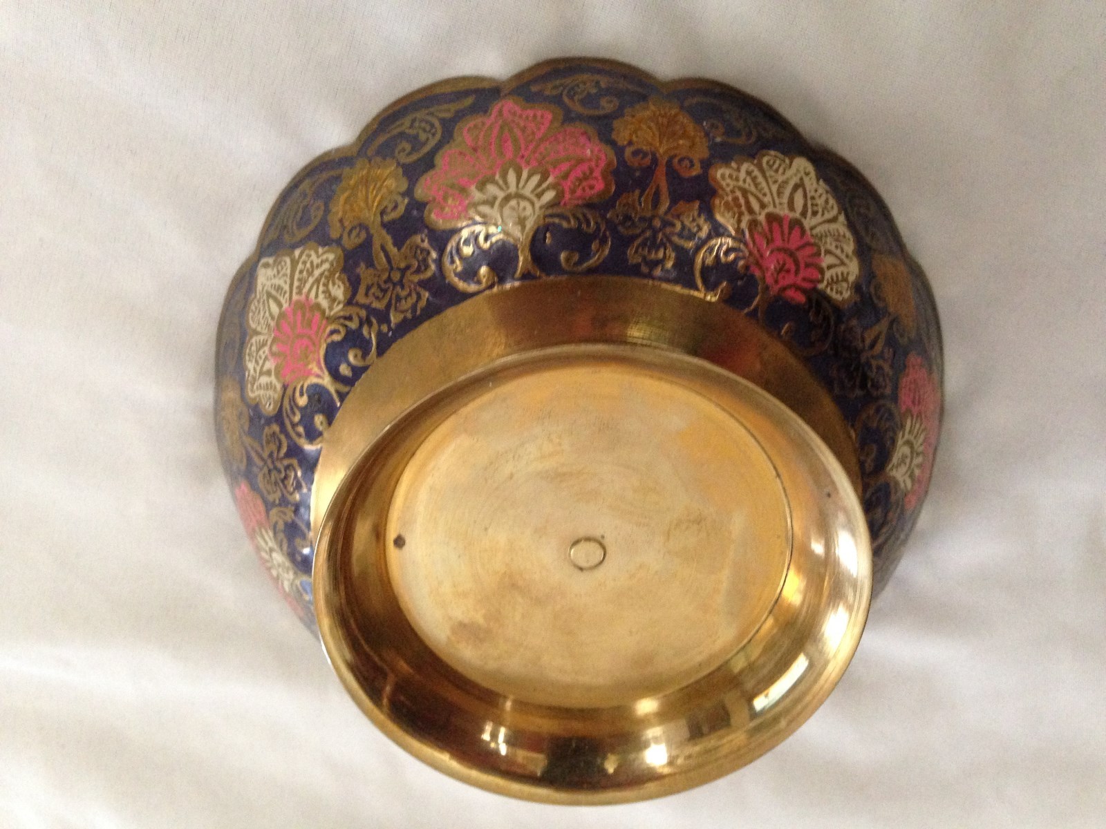 Multicolor Goldtone Metal 6″ Asian CLOISONNE Peacock Bird Bowl