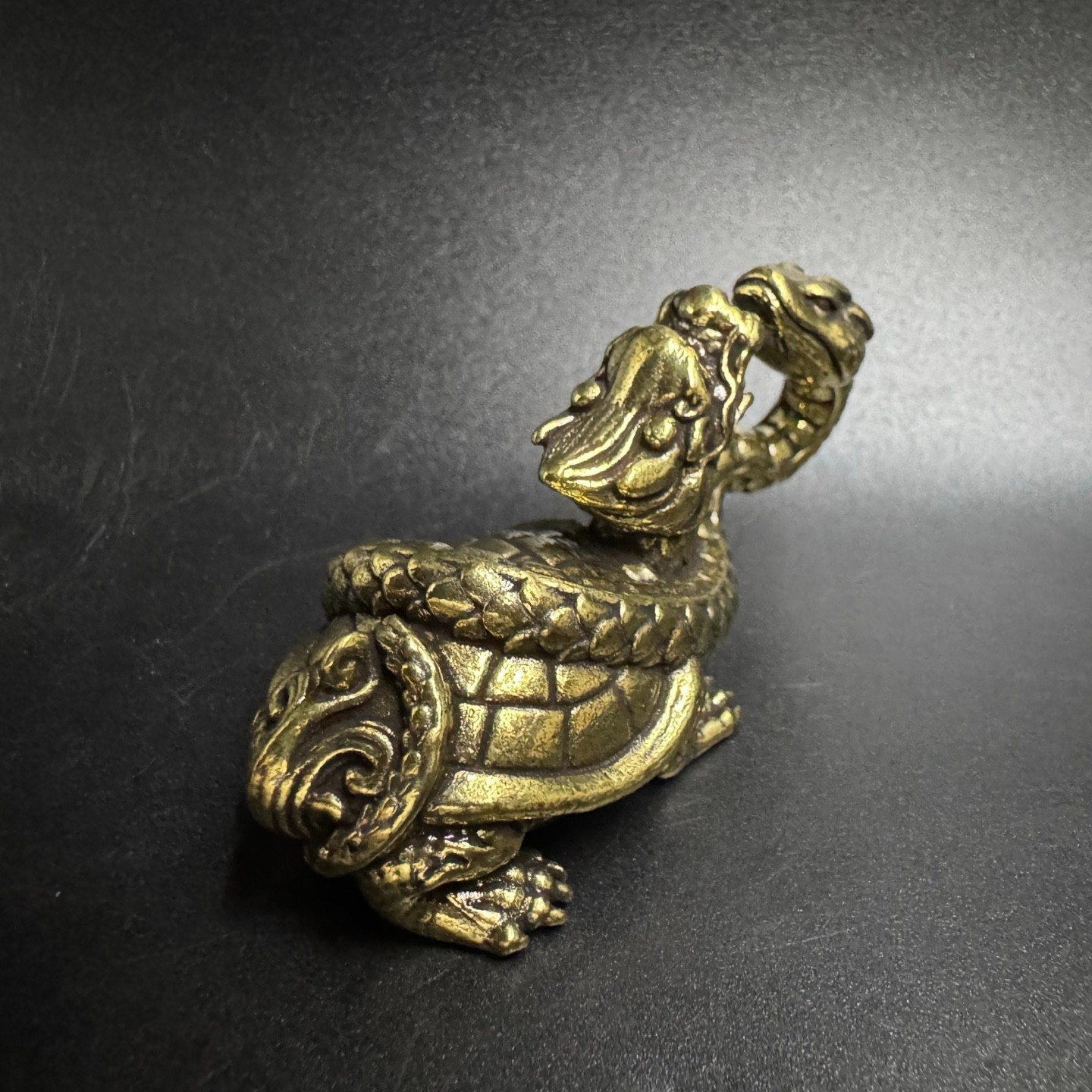 Brass Xuanwu Black Tortoise Statue Chinese Dragon Turtle Snake FengShui Ornament
