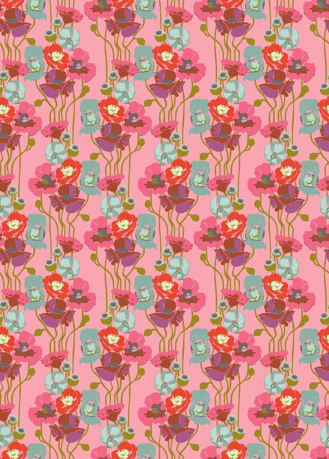 1/2 Yard Fabric – Overdressed | Pouring Poppies – Haze by Anna Maria Textiles