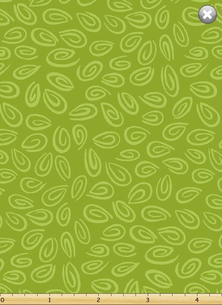 34″ Long Remnant MONOTONE SWIRL Med Green Quilt Fabric Susybee 20103-860