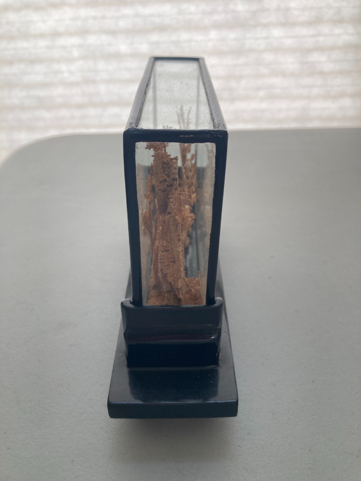 Hand Carved Cork Diorama Chinese Landscape Pagoda Scene Glass Case