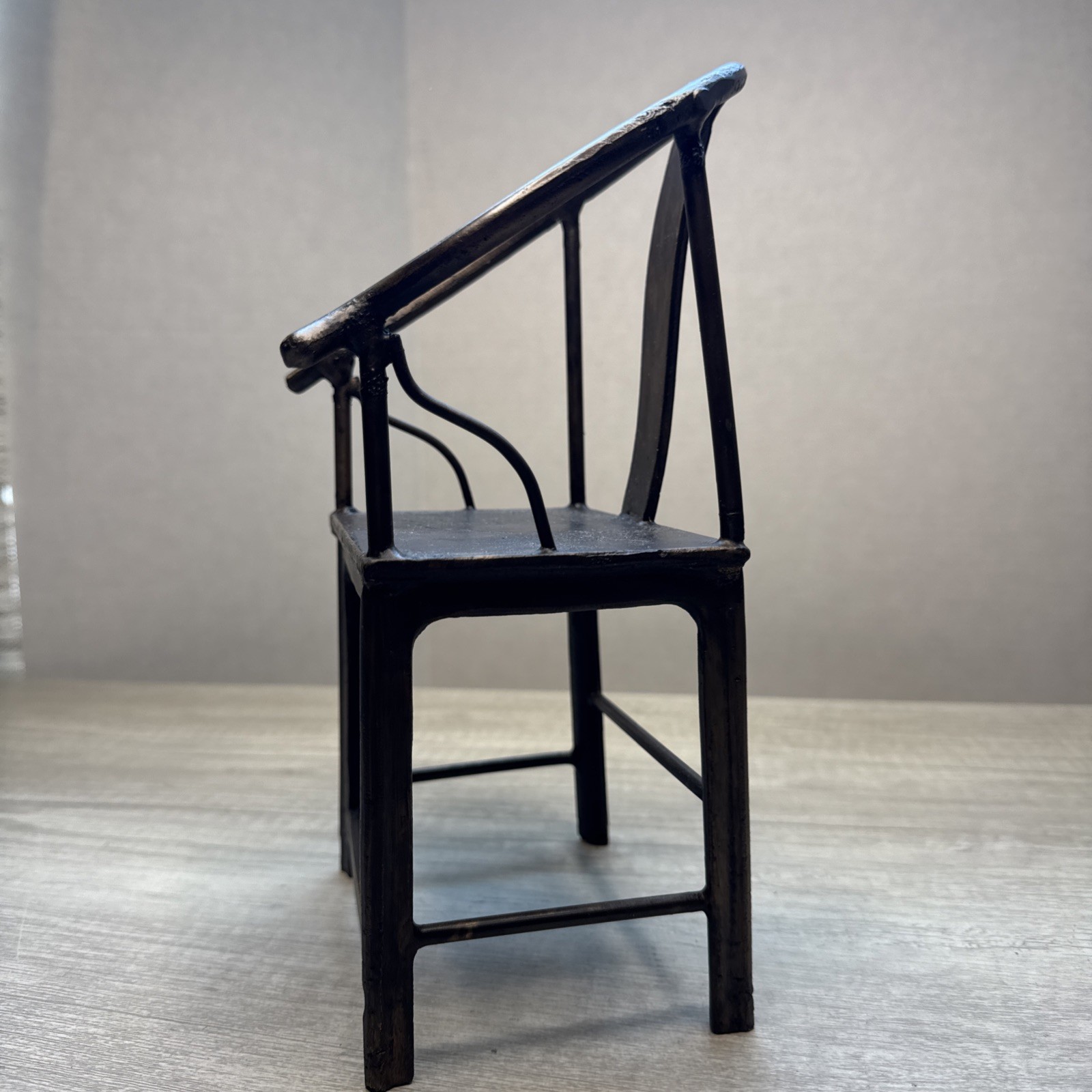 Vintage Chinese Bronze Doll Model Armchair 10.5”H Plant Stand? EUC