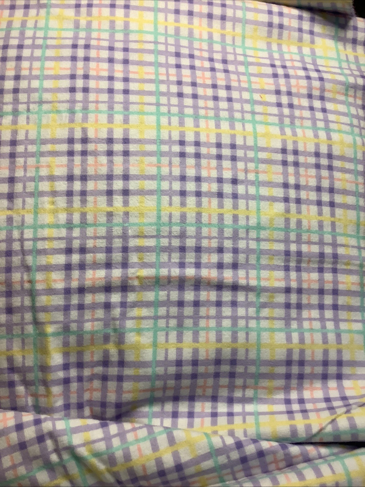 Colorful Pastel Check Plaid Print Cotton Flannel Fabric 2 Yards X 45”