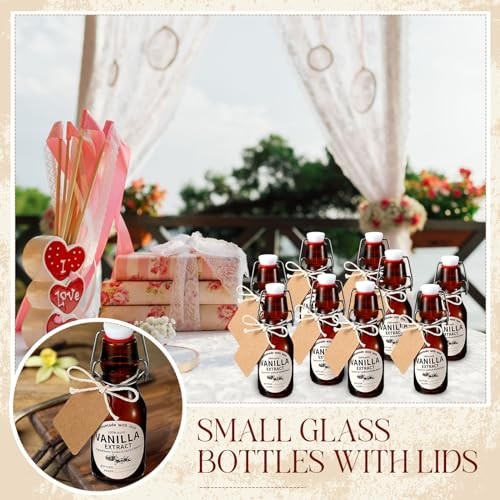 Sets Swing Top Glass Bottles Set Amber Homemade Vanilla Extract 8 oz 12
