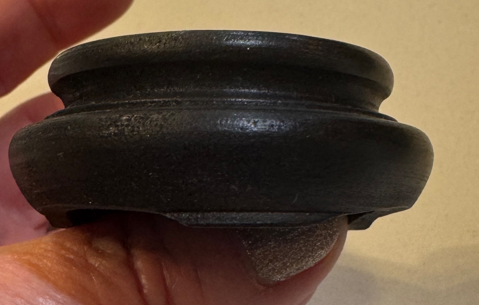 Vintage Black Japanese Carved Wood Mini Display Vase Stand 2″ (1 3/8″) JAPAN