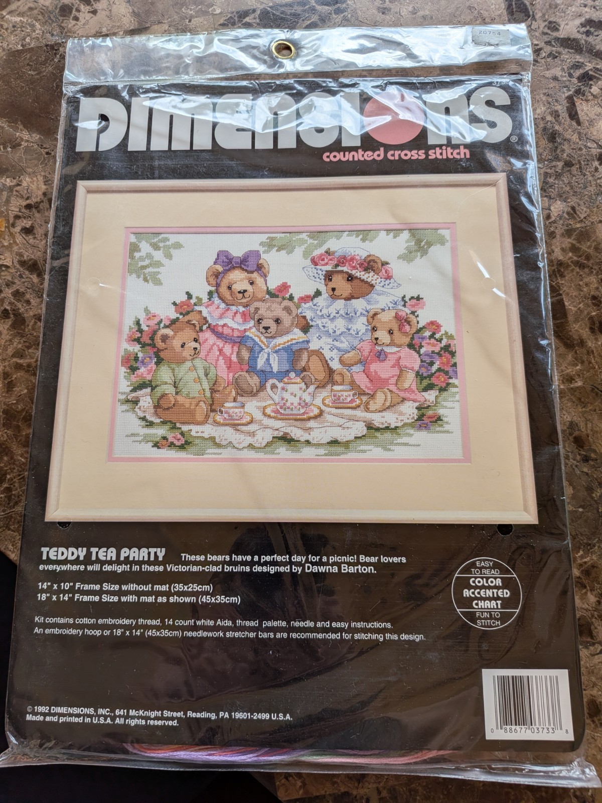 Vintage DIMENSIONS Counted Cross Stitch ‘TEDDY TEA PARTY’ #3733 NOS