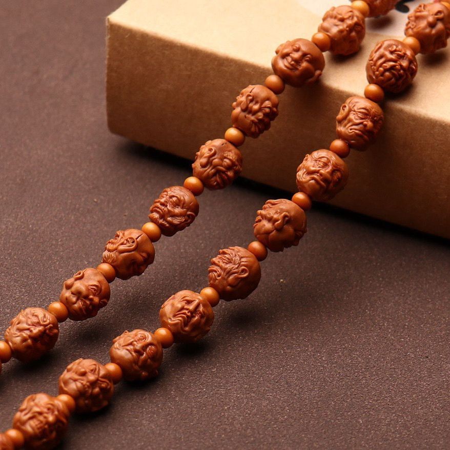 Natural Dragon Walnut 108 Arhat Bracelet 54pcs Double Carved 11-12mm Beads
