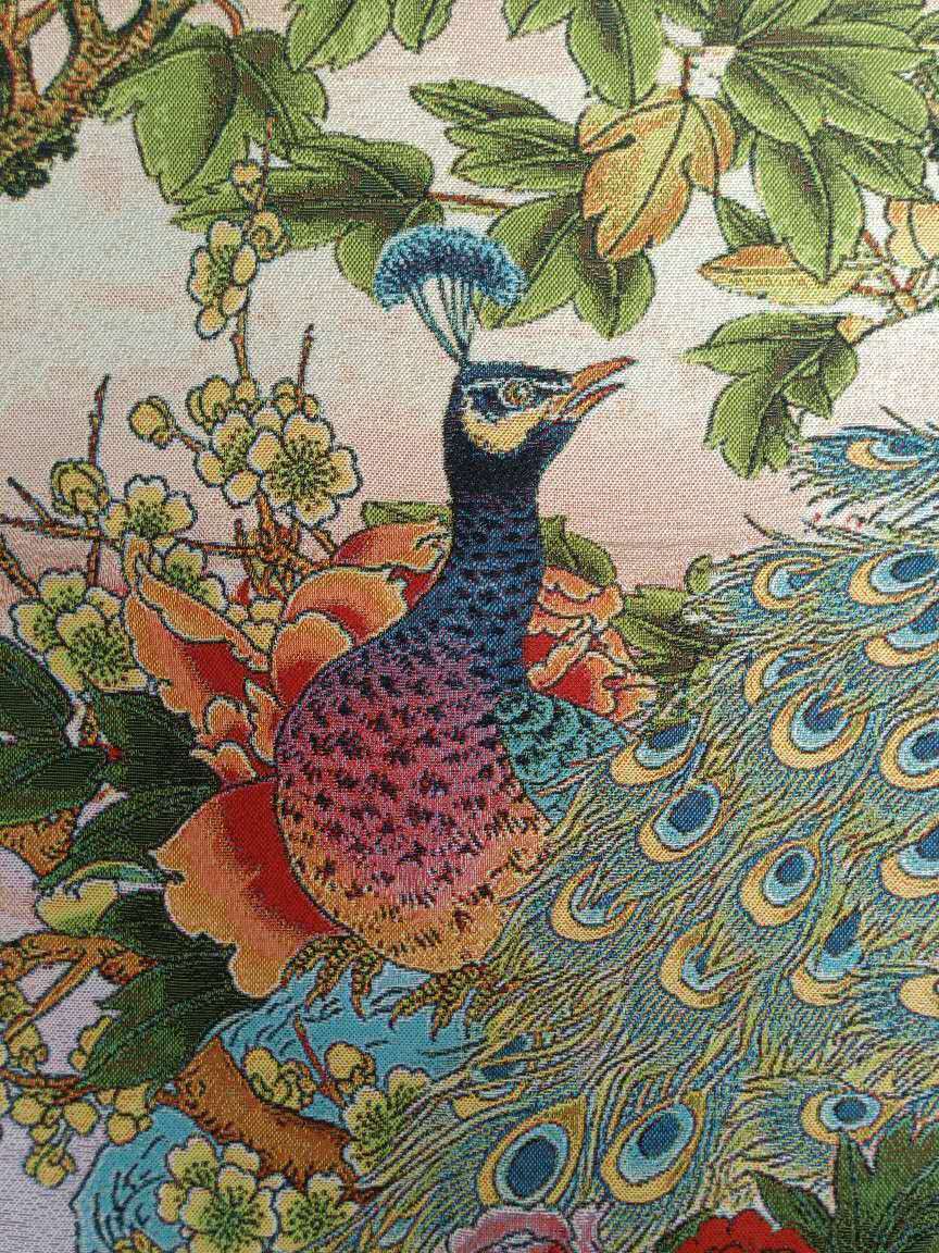 36″Chinese Cloth Silk Pretty Flower Peony Peacock Painting Home Decoration 2655