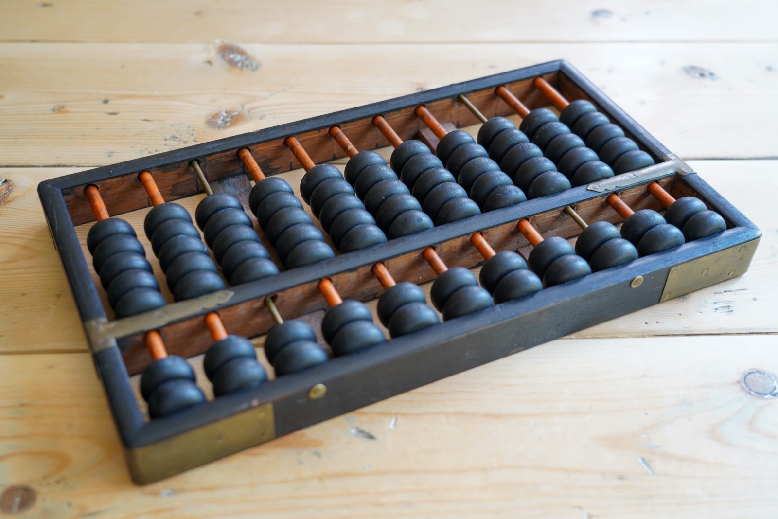 Vintage Wood and Brass Abacus 12.5″ x 7″ 11 Rows B6