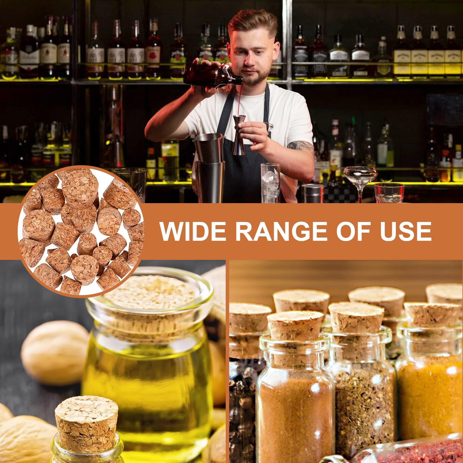 Small Cork Stoppers Mini Tapered Corks Glass Bottles Tops for DIY Craft Projects