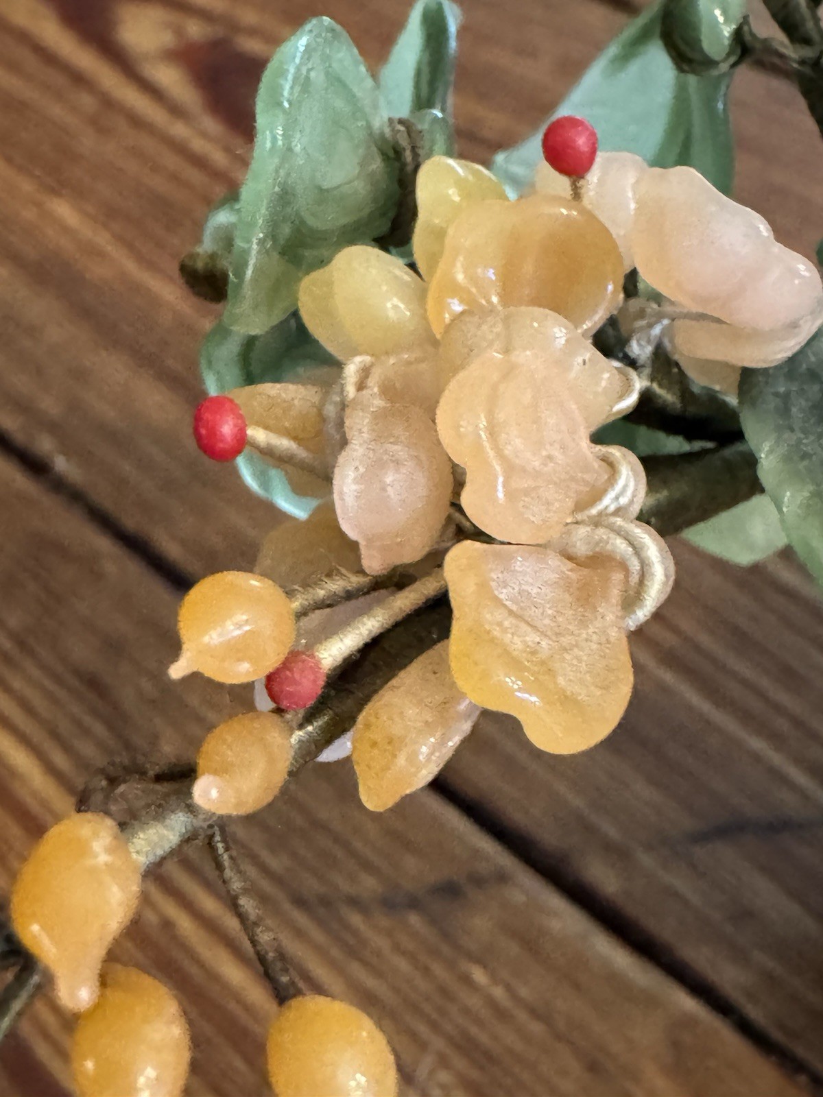 Antique Serpentine Jade and Semi Precious Stone Handcrafted Japanese Bonsai Tree