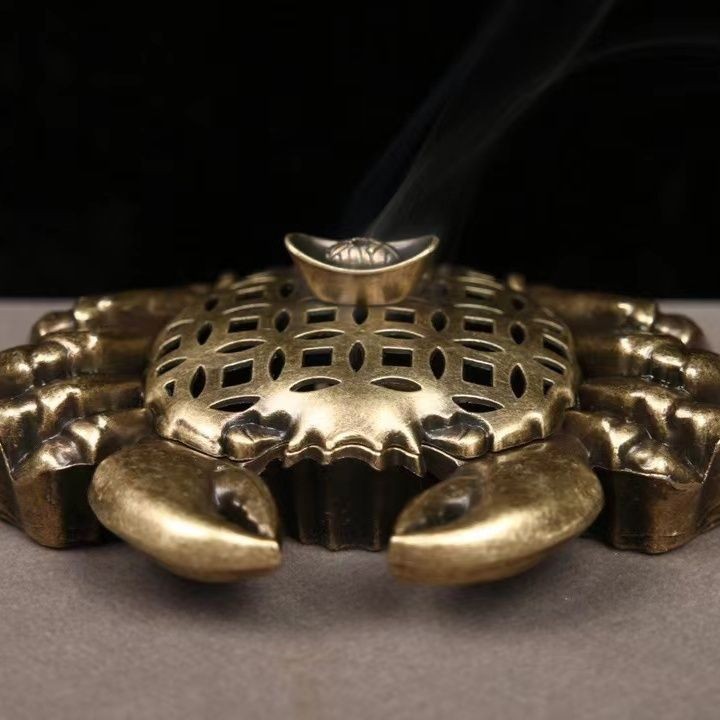 Crab Shaped Incense Burner Vintage Brass Incense Holder Home Decor