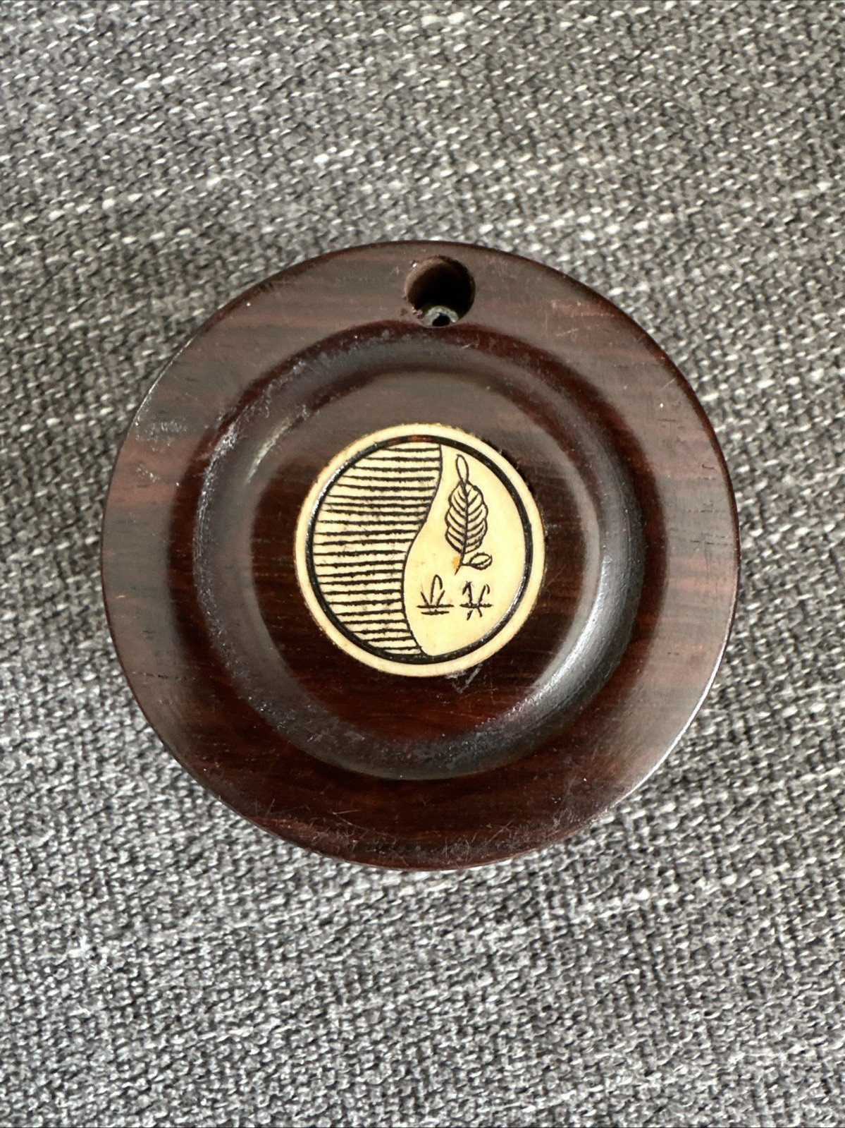 Chinese Zodiac Compass Wood Circle Inlaid Symbols Feng Shui Luo Pan Swivel Lid