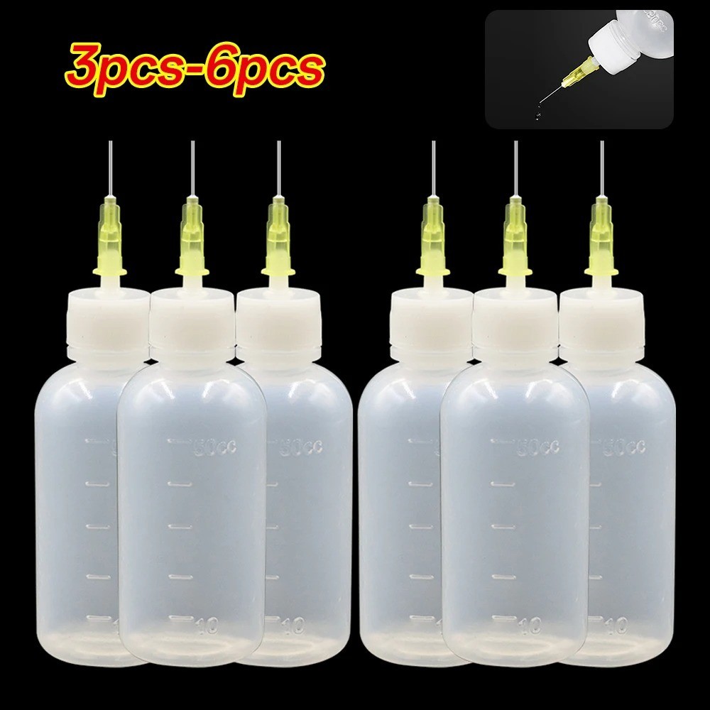 50ml Transparent Glue Bottle with Needle Tip Squeeze Applicator for DIY Crafts