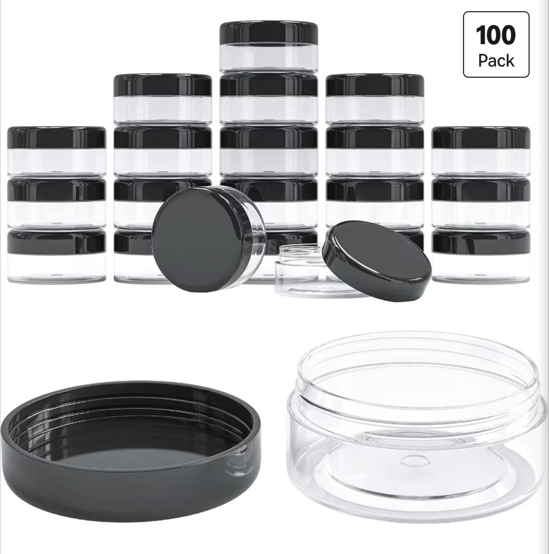100PCS 5 GRAMS PLASTIC CONTAINERS WITH LIDS BPA FREE SAMPLE CONTAINERS