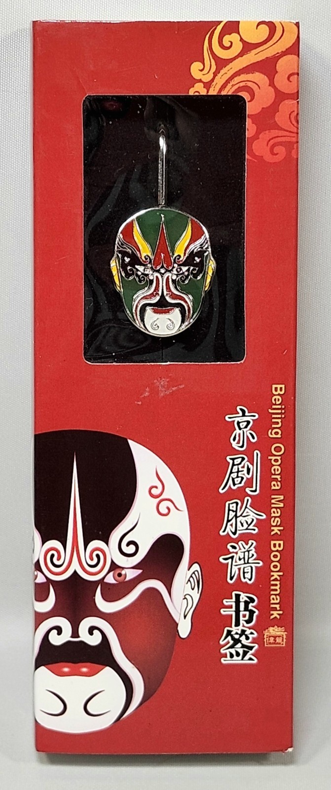 BEIJING OPERA MASK BOOKMARK Silvertone Metal Colorful 5.5″ Collectible