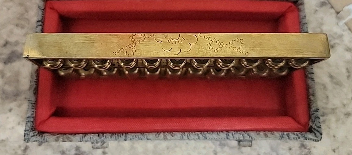 Vintage 1980’s Metal abacus paperweight in original box