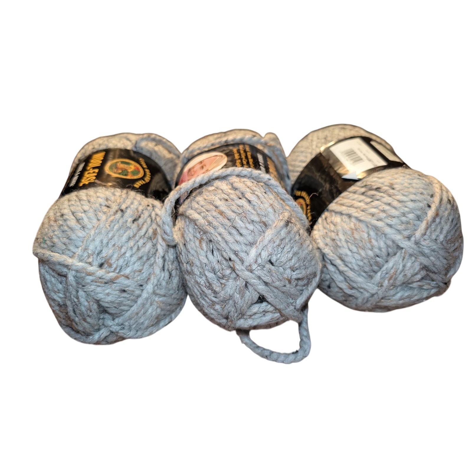 Lion Brand Wool-Ease Thick & Quick Yarn Bulky Grey Marble 3 Skeins Same Dye Lot