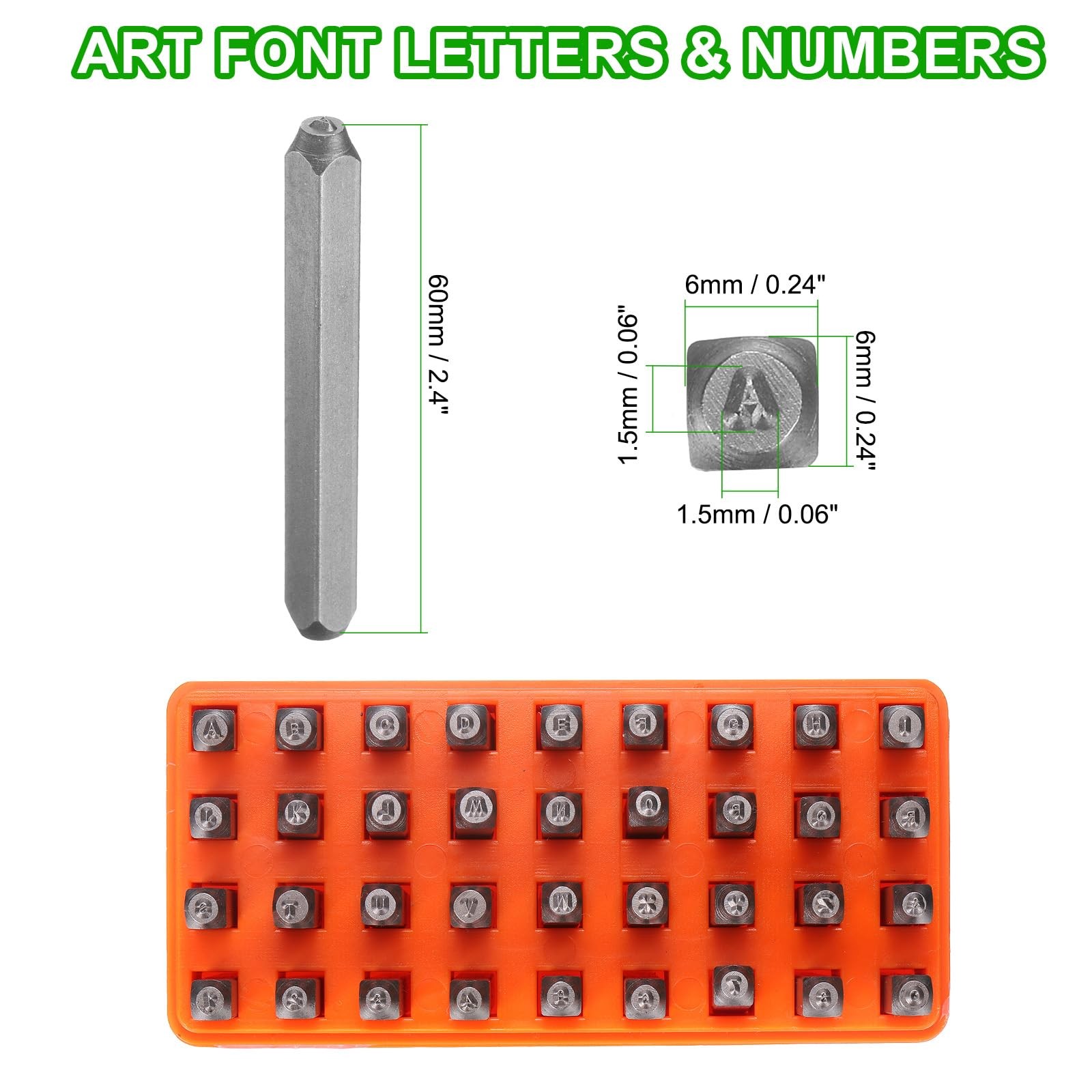 HARFINGTON 36pcs Metal Stamping Kit 1/16″ (1.5mm) Steel 1/16″, Silver