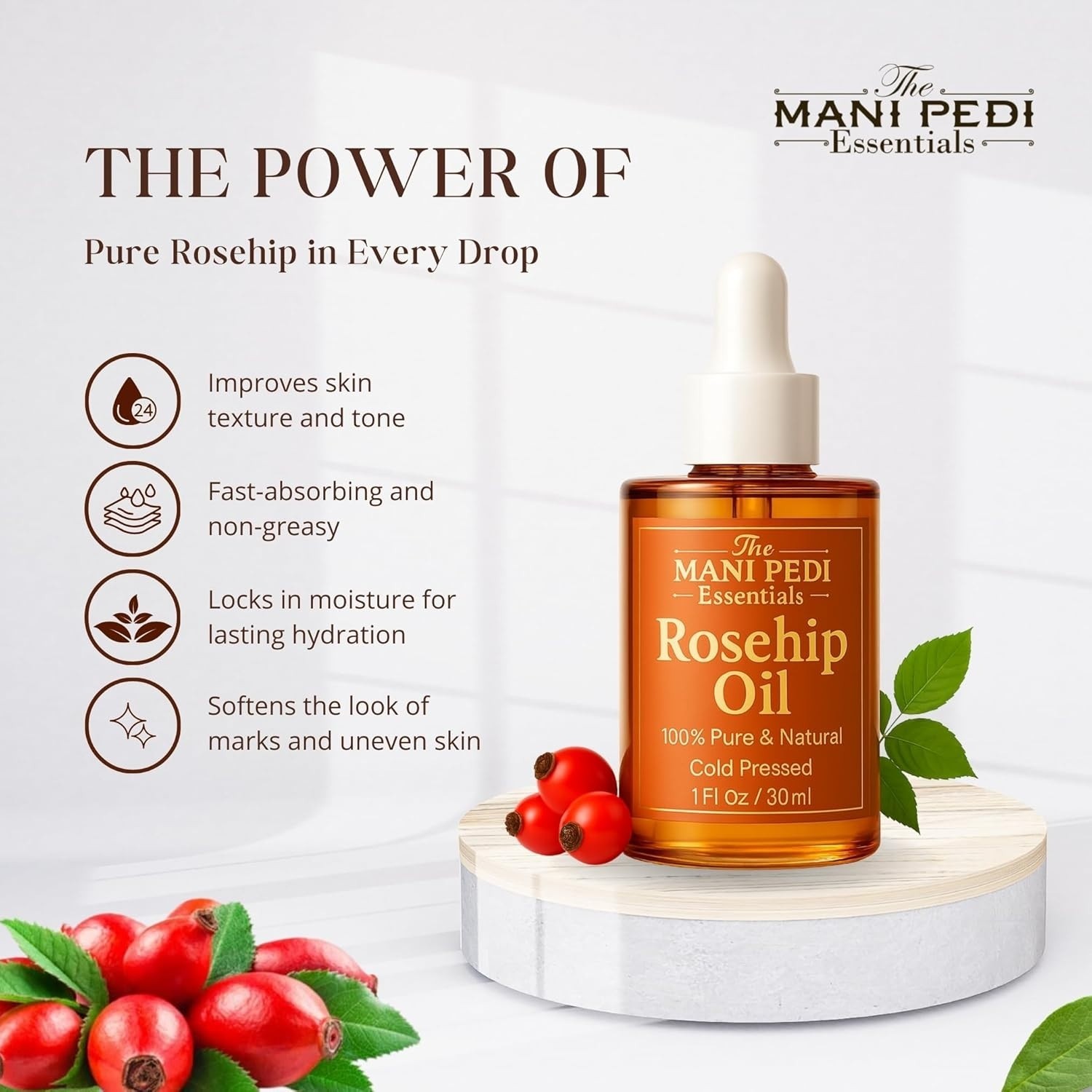 Organic Rosehip Seed Oil 100% Pure Raw Skin Hair Face Anti-Aging – 30ML