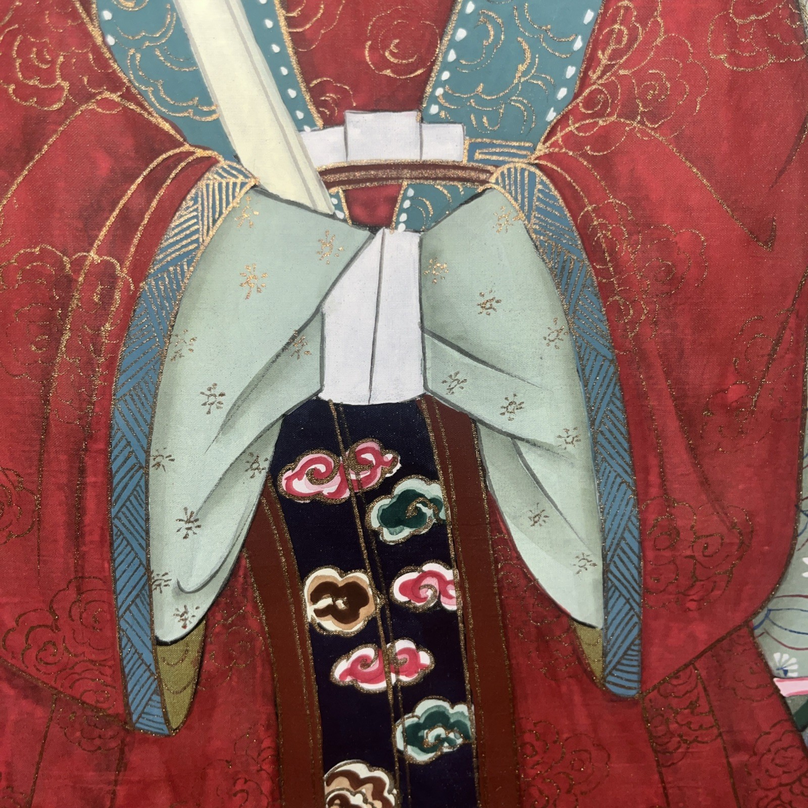 Elegant Mid-Century Chinese Ancestor Portrait Scrolls-Hand Painted Vintage Pair