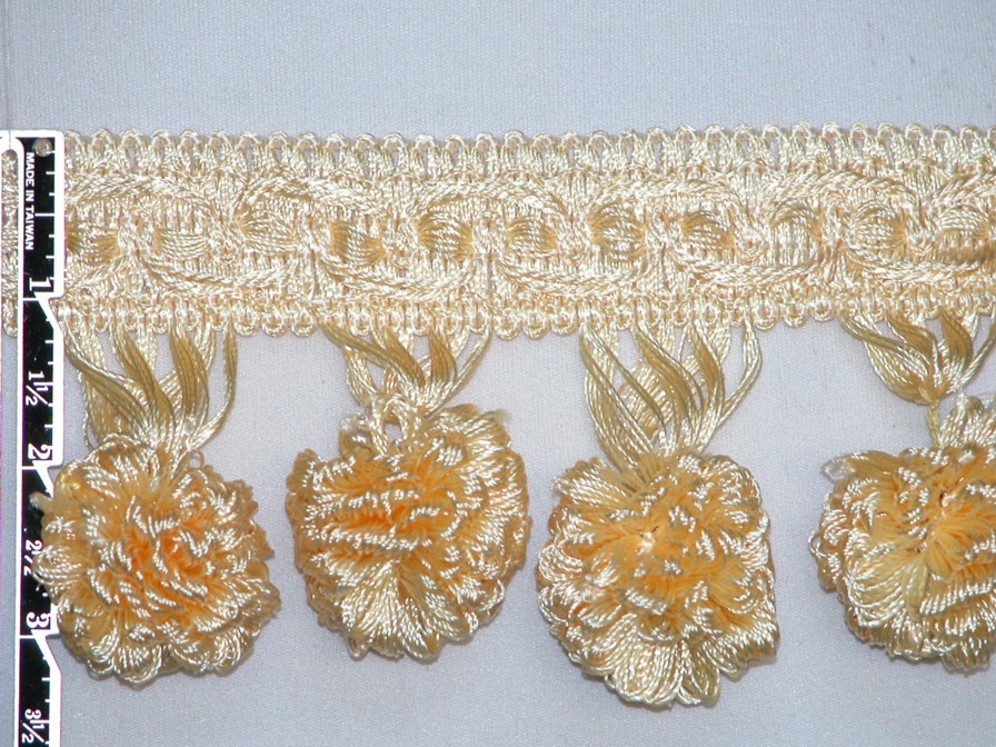 3″ Unique Tassel Ball Fringe Trim Light Yellow Per Yard
