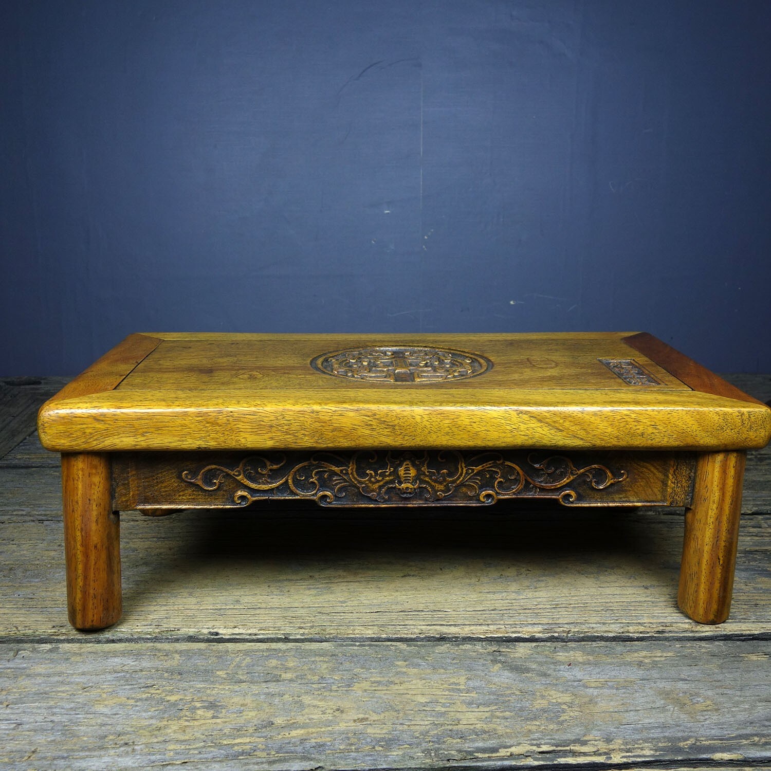 Antique Tibetan Altar Table Kang Table Old Pear Wood Carving Buddhist Furniture