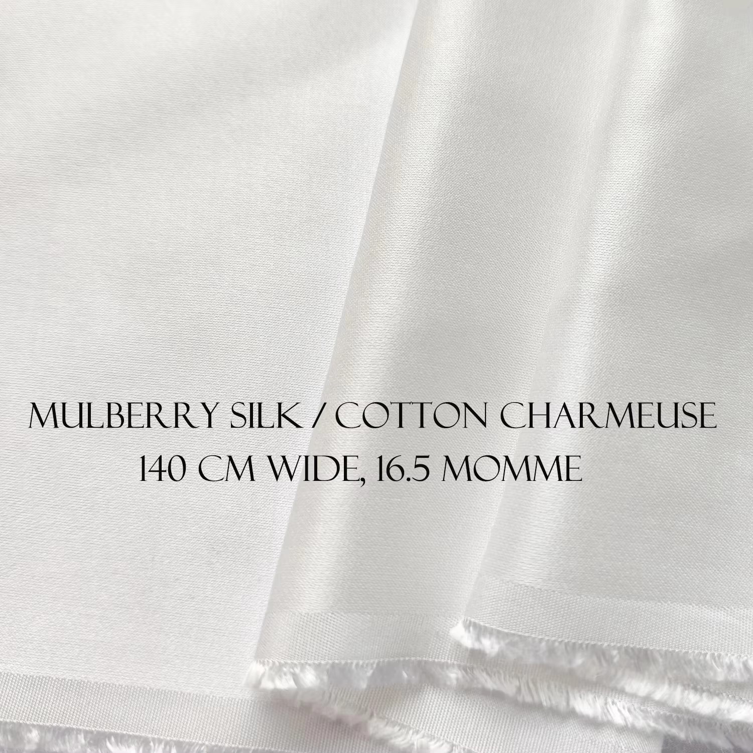 55” Wide 16.5Momme Ivory White Silk Cotton Charmeuse Satin Fabric Wedding Dress