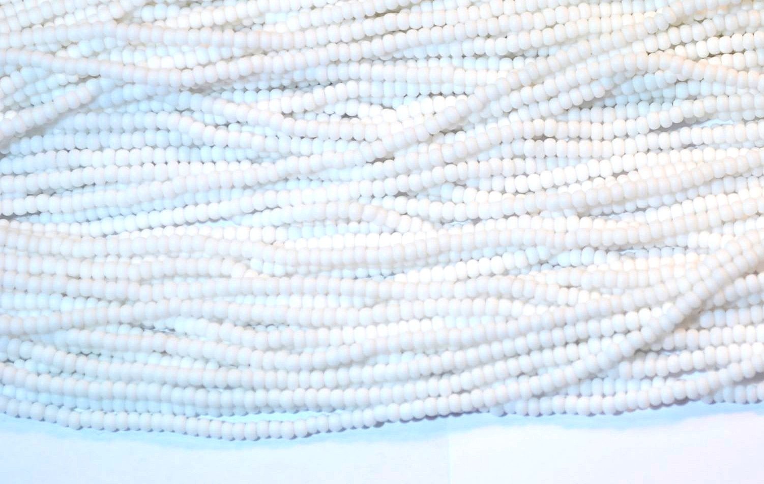 Opaque Matte White Czech PRECIOSA® glass 11/0 seed beads, 1 Hank