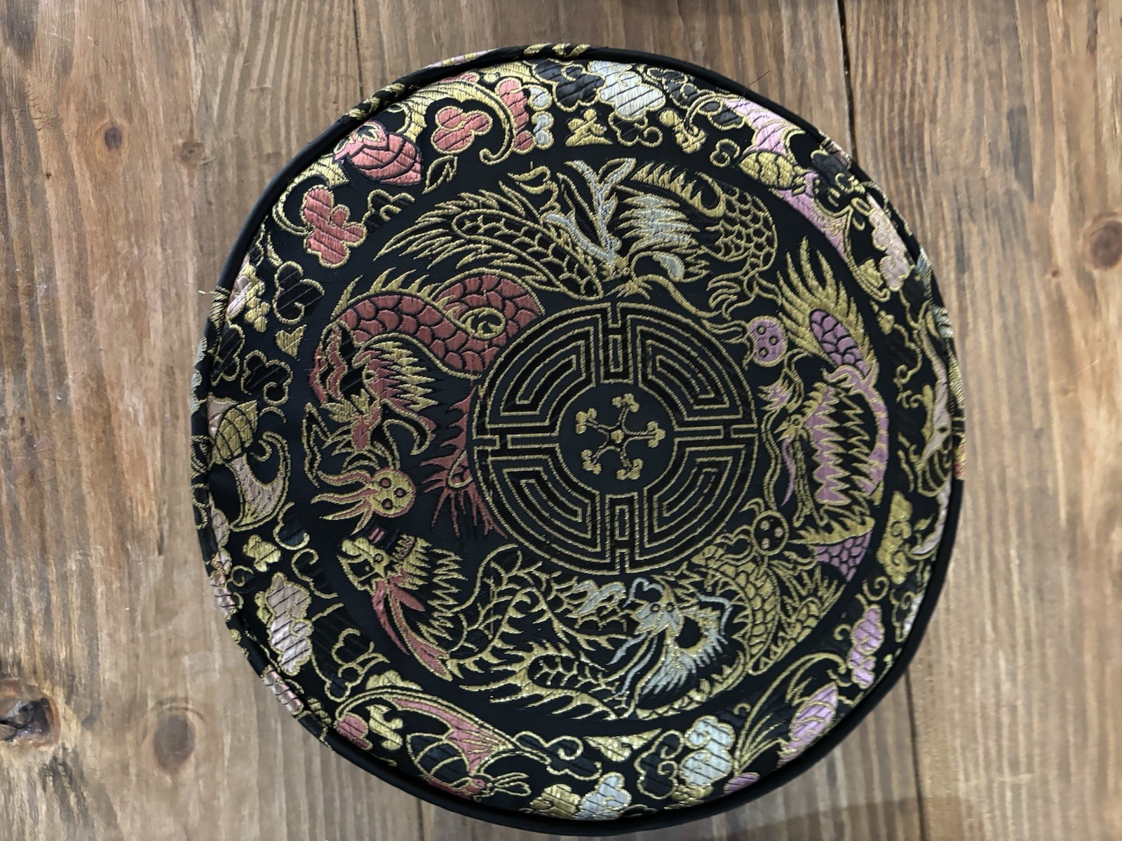 Vintage Oriental Chinese Decor Metallic Embroidered Silk Throw Pillow Lot