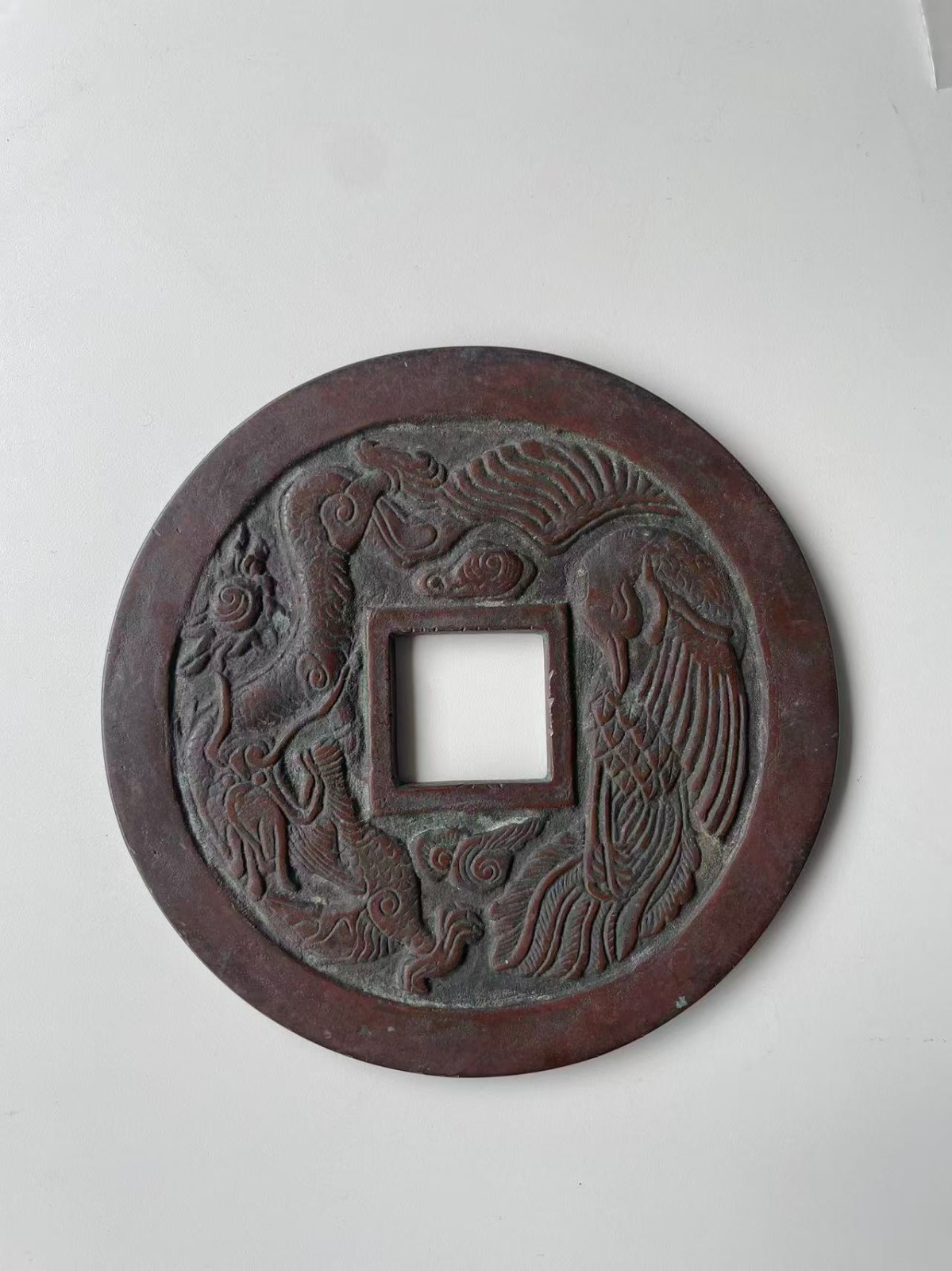 Chinese QING Antient Big Copper Coin Five-element 五行大布壓勝錢 583g#P157