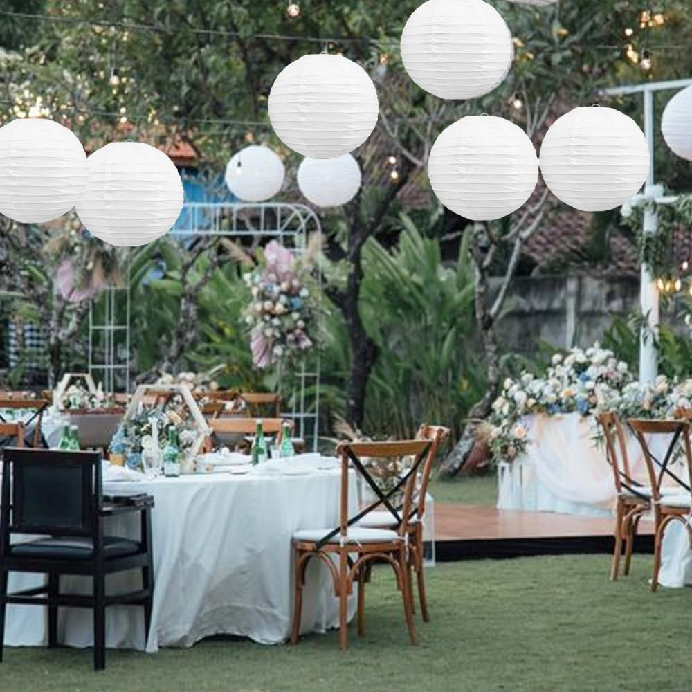 10-Inch White Paper Lanterns Decorative Chinese/Japanese Hanging round Paper Lan