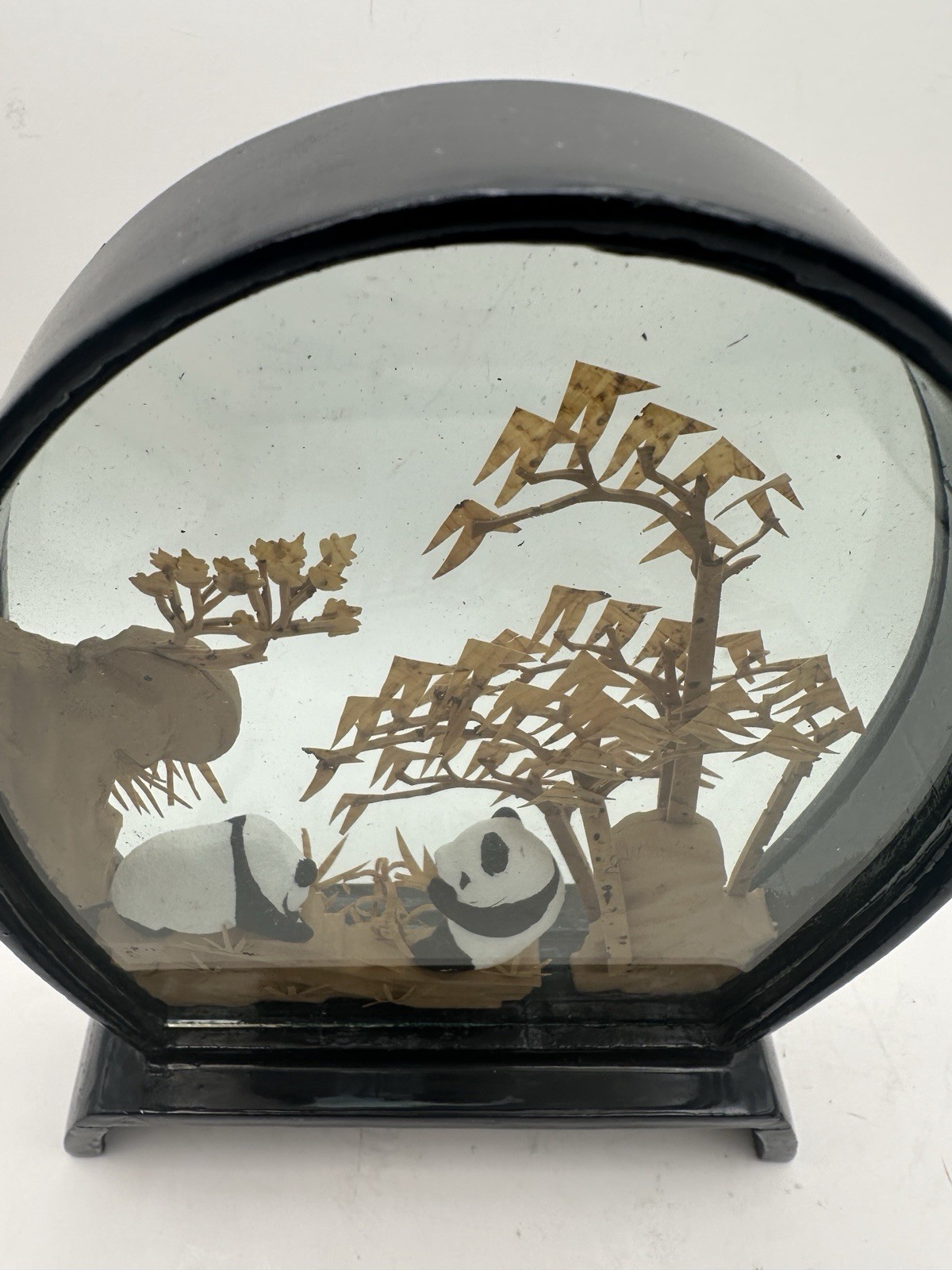 Cork Art Panda DIORAMA YOU Lacquer Glass Panda Vintage diorama Cork