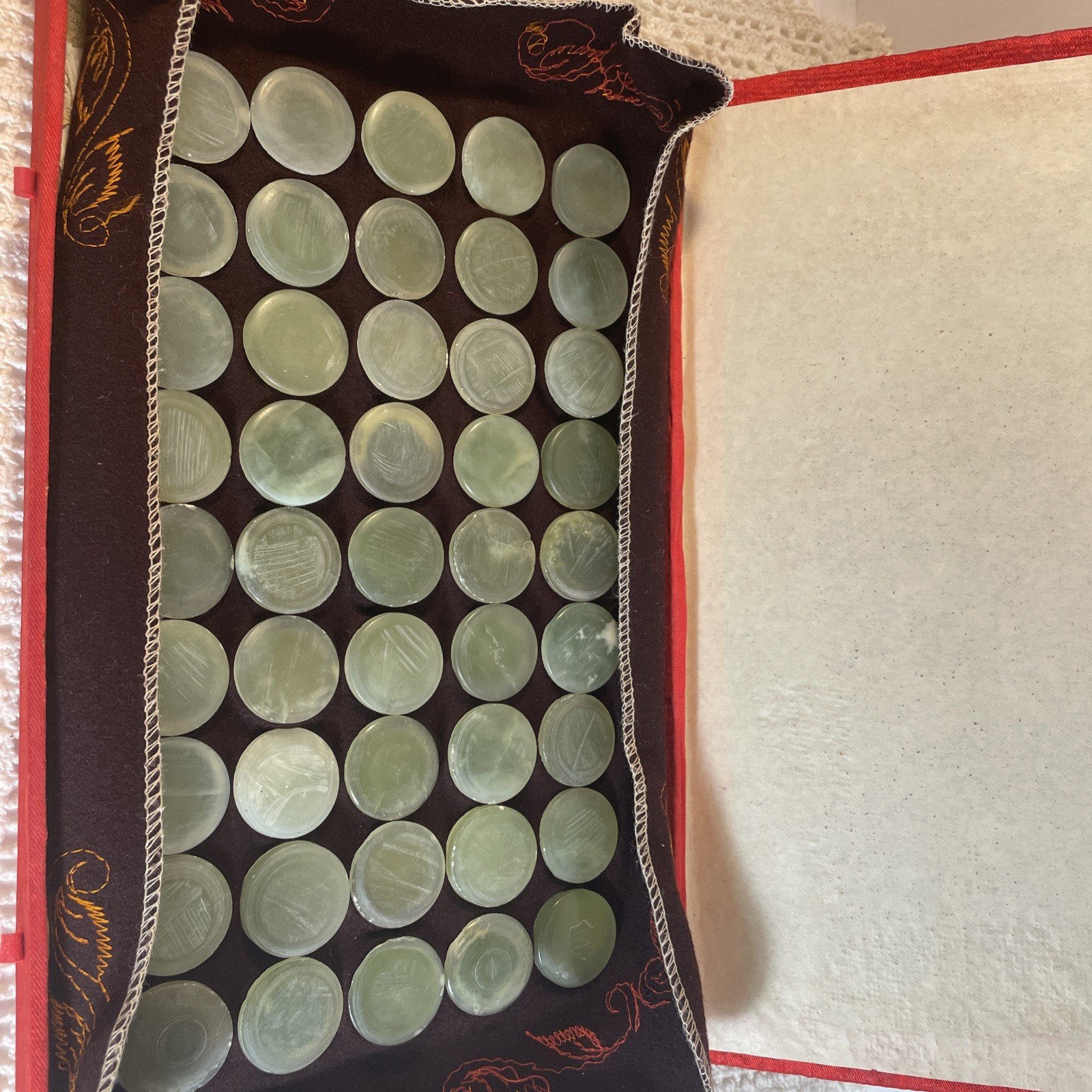 Vintage Chinese Jade Health Pillow w/ Wooden Box | Healing Neck Rest Oriental