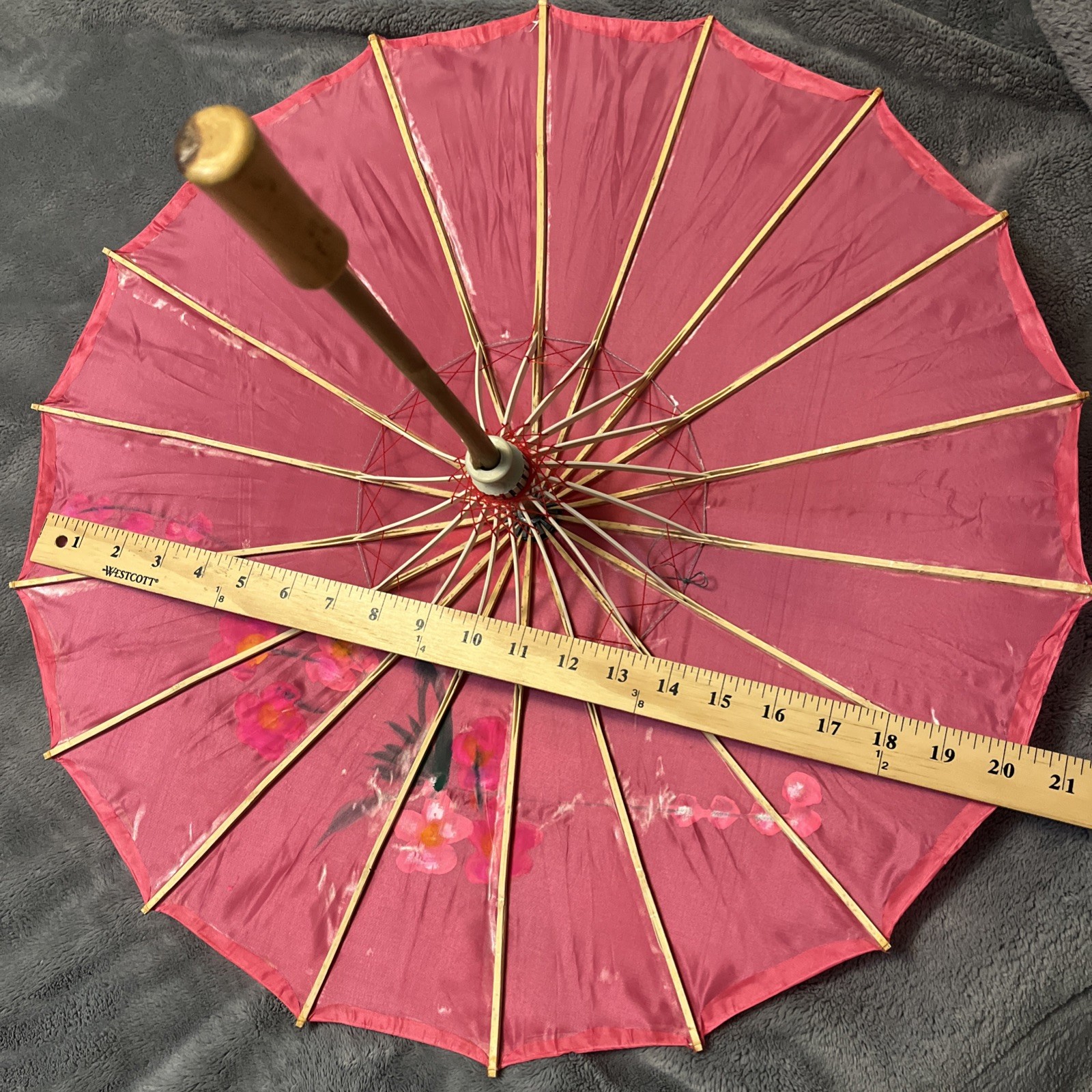 Chinese Pink Floral Umbrella Decor See Description