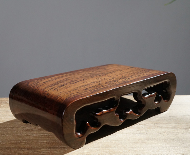 3.2″ Black Catalpa Scroll Rectangular Hollow Solid Wood Base