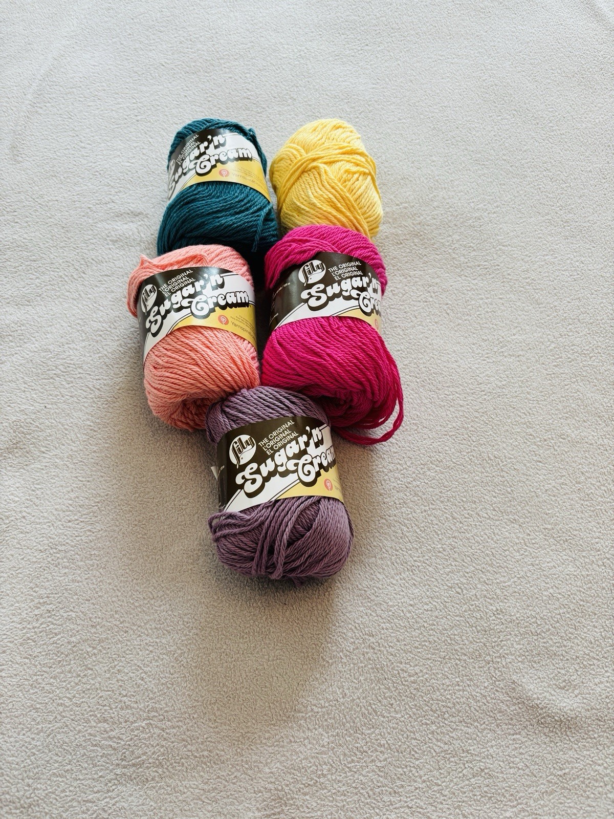 NEW Lot of 5 Lily Sugar n Cream Cotton Yarn Mixed Lot PRETTY Colors **SEE NOTE