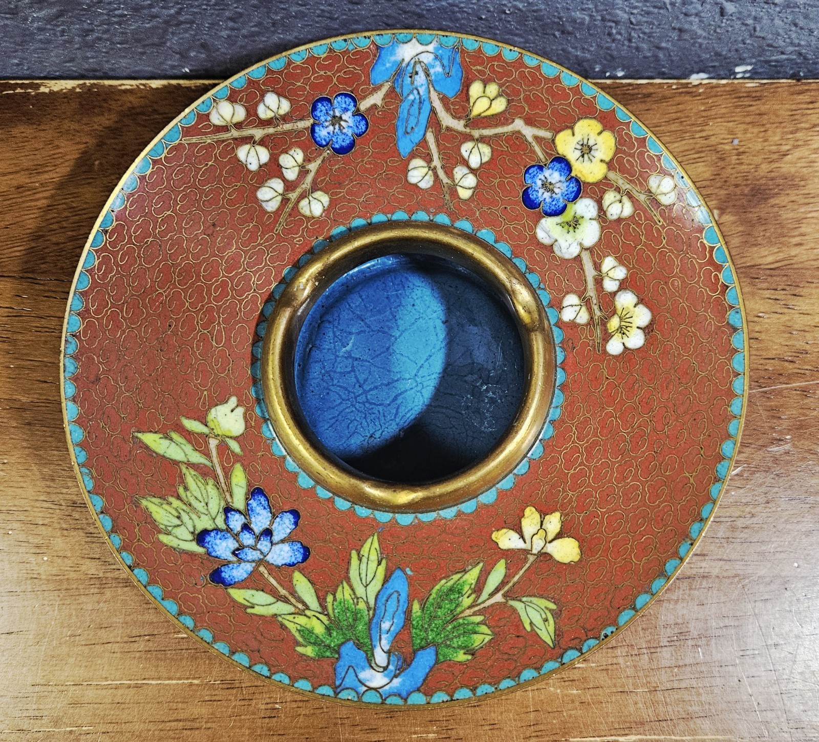 Vintage Chinese Cloisonné Floral Ashtray
