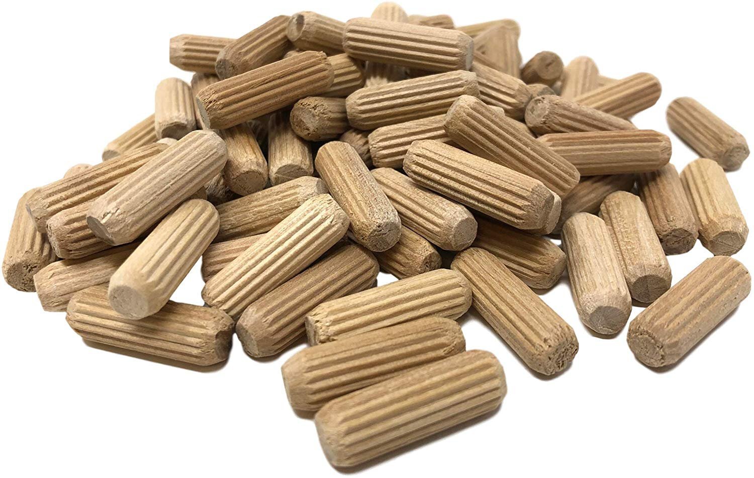 100 Pack 3/8″ x 1 1/4″ Wooden Dowel Pins Wood Kiln Dried Fluted and Beveled,…