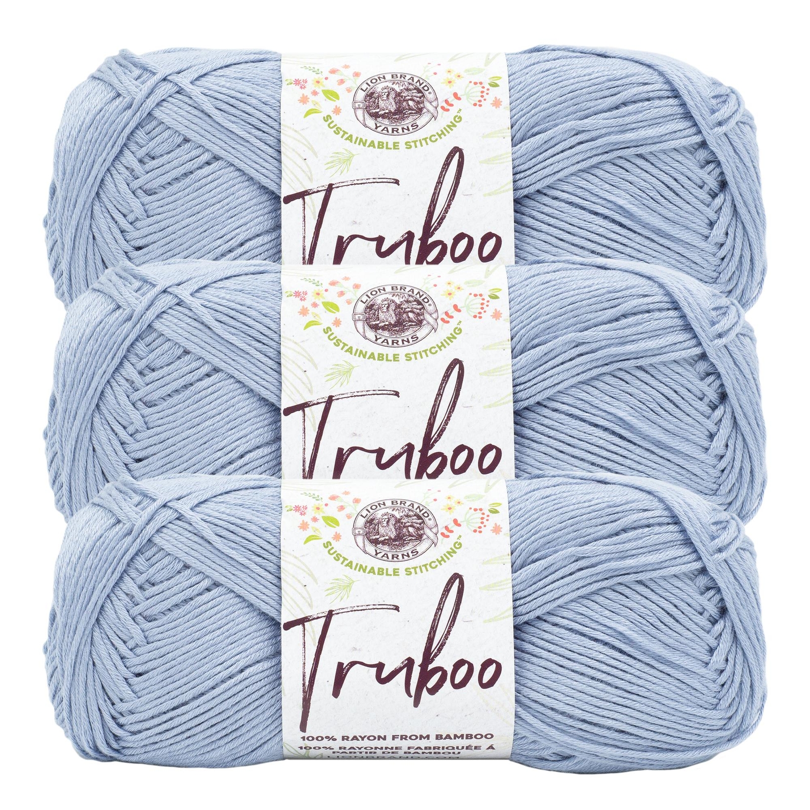 (3 Pack) Lion Brand Yarn 837-110AX Truboo Yarn, Breeze